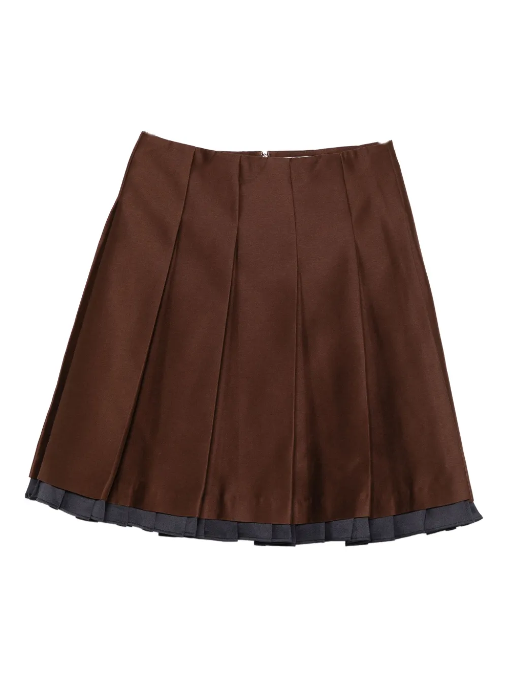 Shushu-tong Pleated Contrasting-trim Skirt In Brown