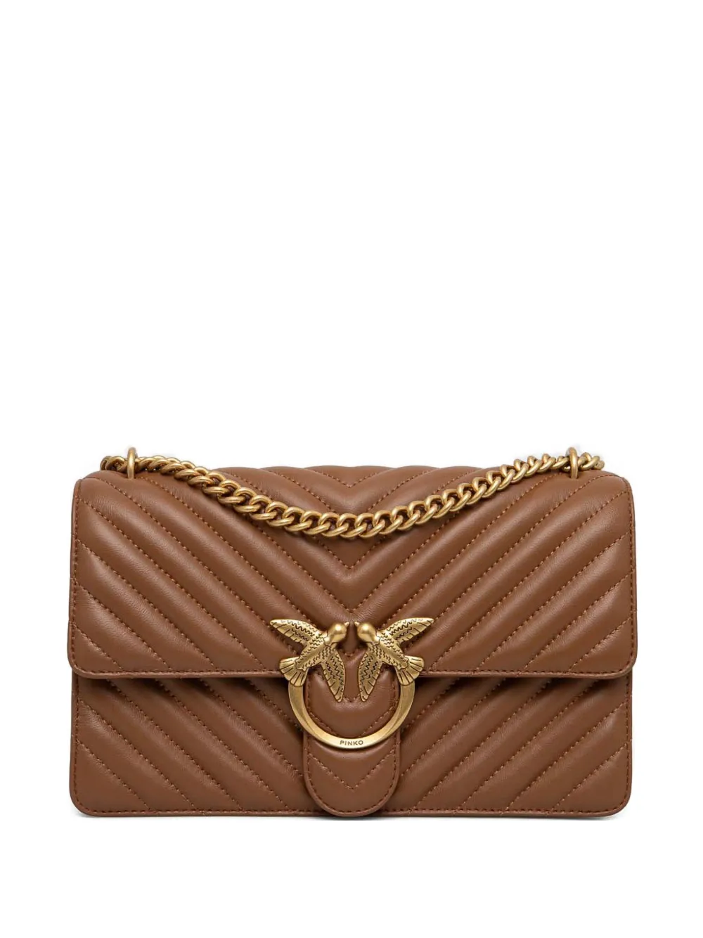 PINKO love-birds chain-strap satchel bag – Brown