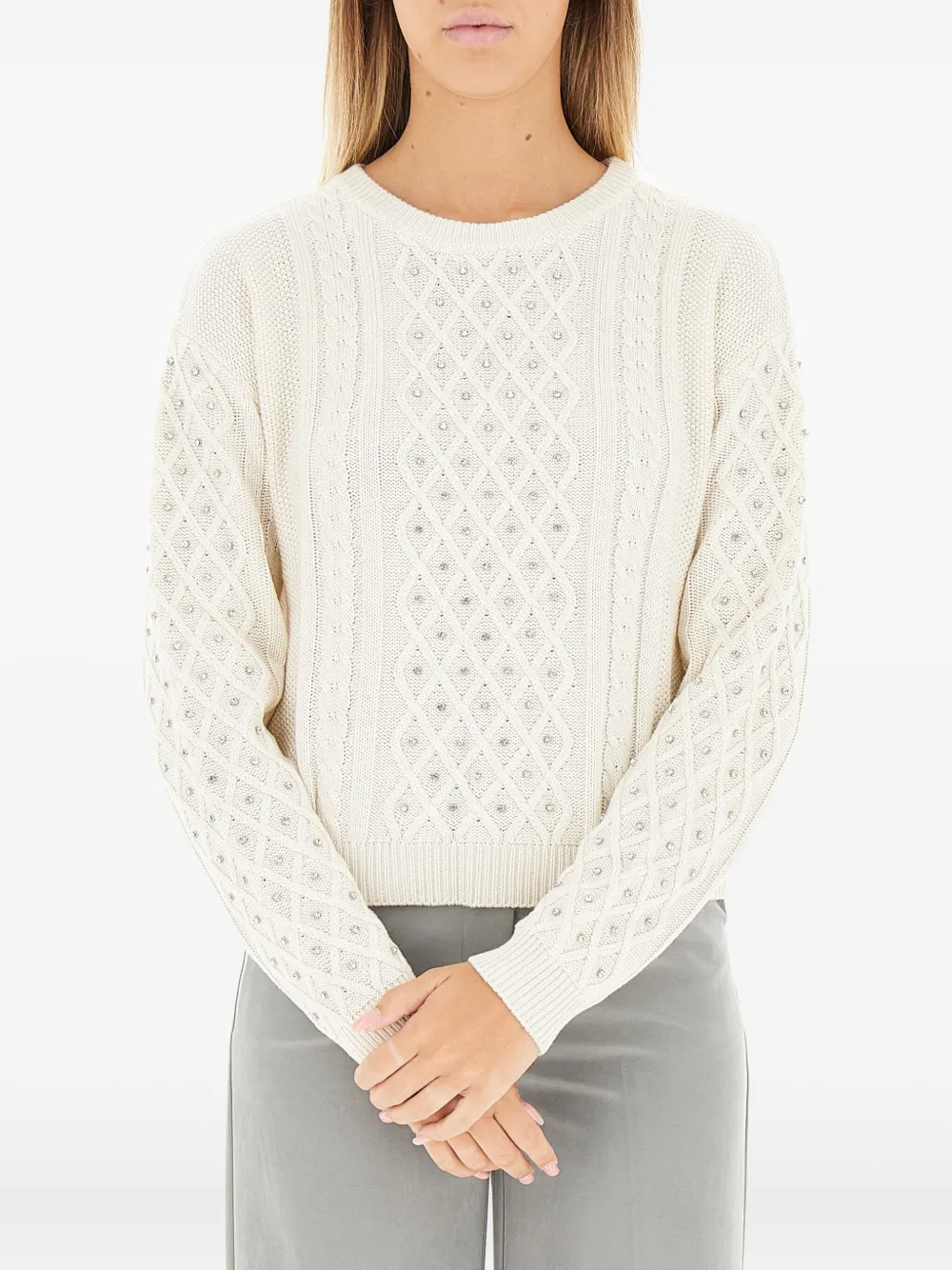 Kocca Emiliana Cable-knit Embellished Sweater In Neutral