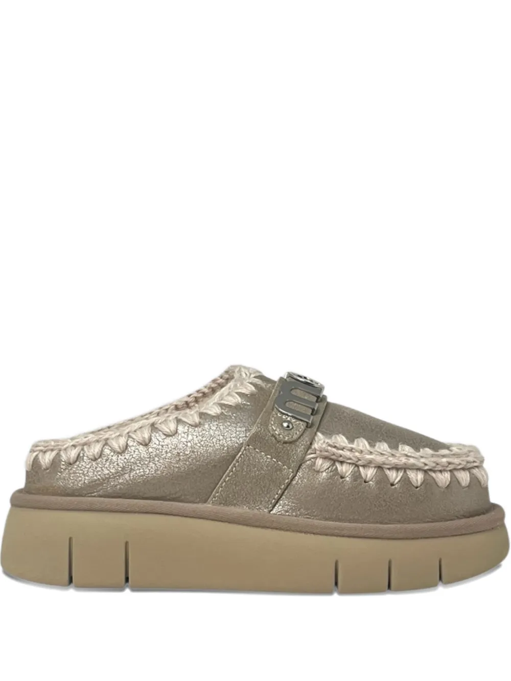 Mou Slip-on Mule Ankle Boots With Plush Lining In Multi