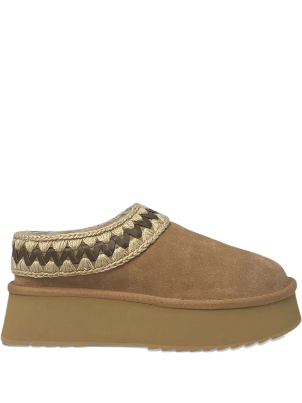 Mou Suede Platform Mules In Brown