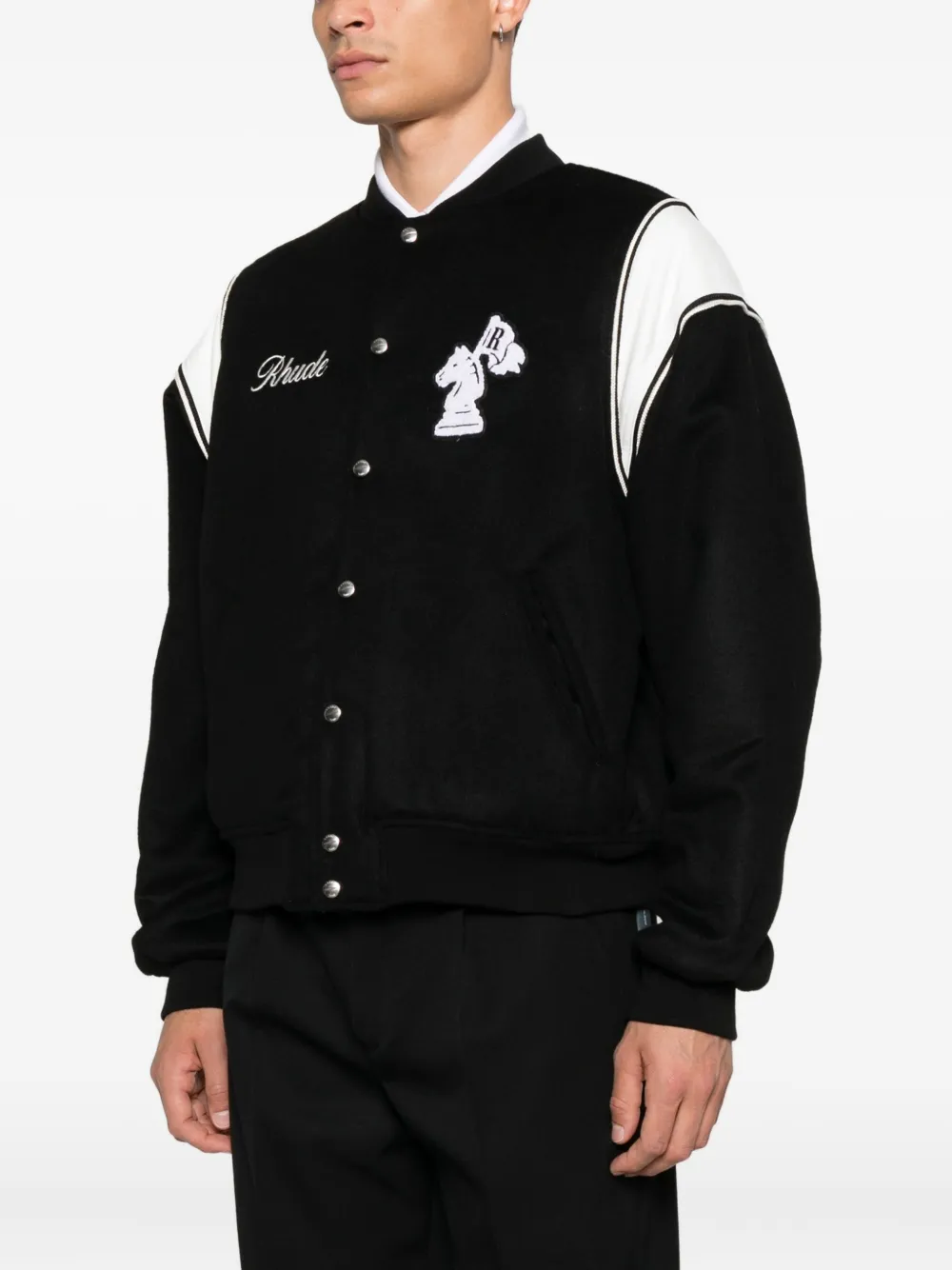 RHUDE Bomberjack met geborduurd logo Zwart