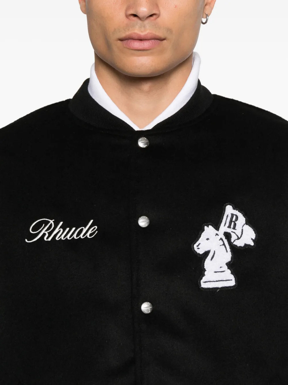 RHUDE Bomberjack met geborduurd logo Zwart