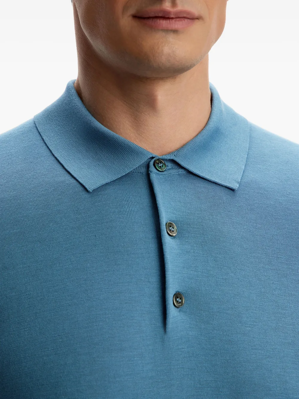12 STOREEZ Poloshirt met knopen Blauw