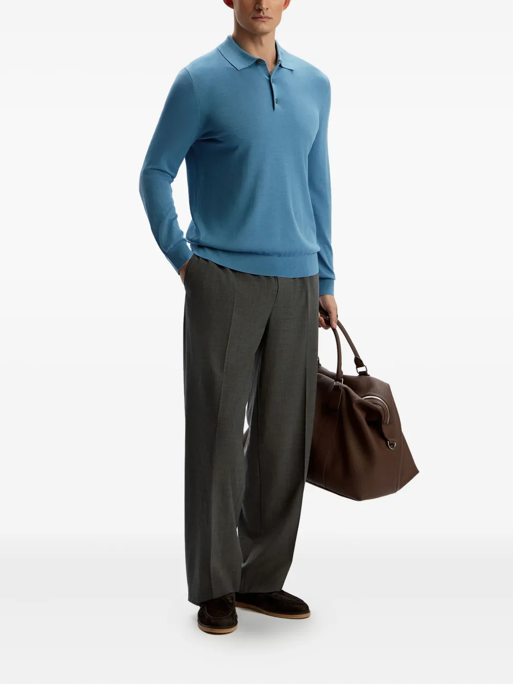12 STOREEZ Poloshirt met knopen - Blauw