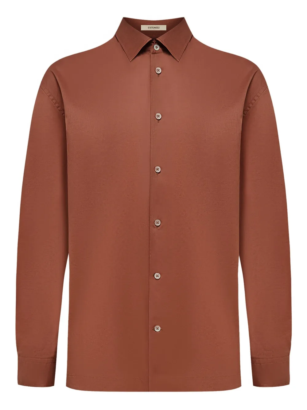 12 STOREEZ Camicia in voile di cotone con bottoni | marrone | Image 1