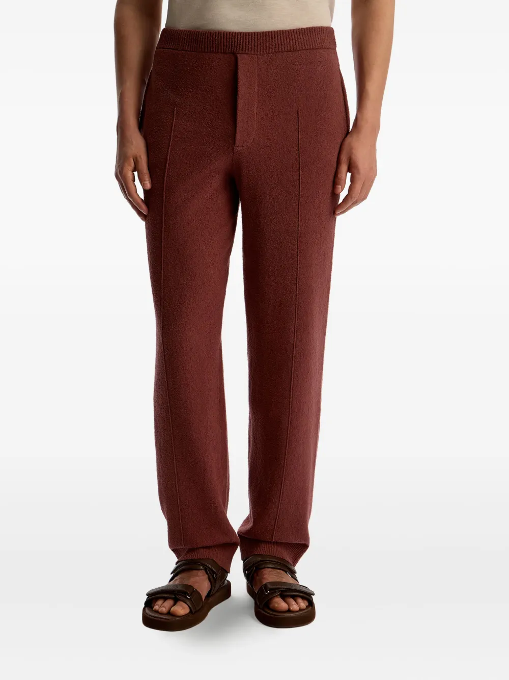 12 STOREEZ Gebreide broek met textuur Rood