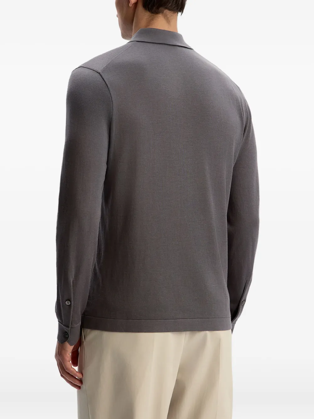 12 STOREEZ Overhemd van zijde-katoenblend met knopen Grijs