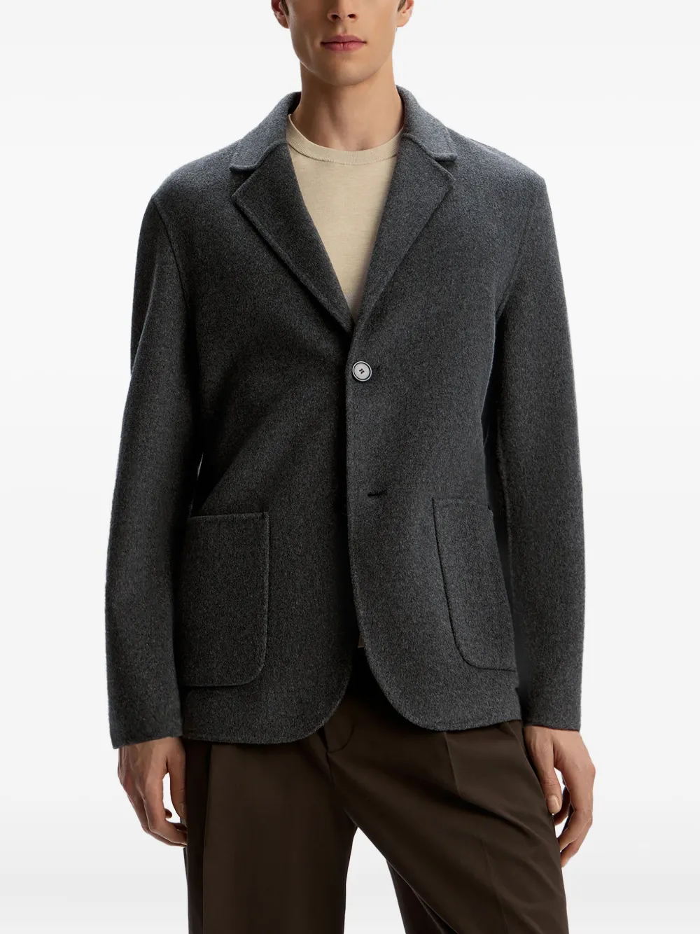 12 STOREEZ Blazer van kasjmier-wolblend met gekerfde afwerking Grijs