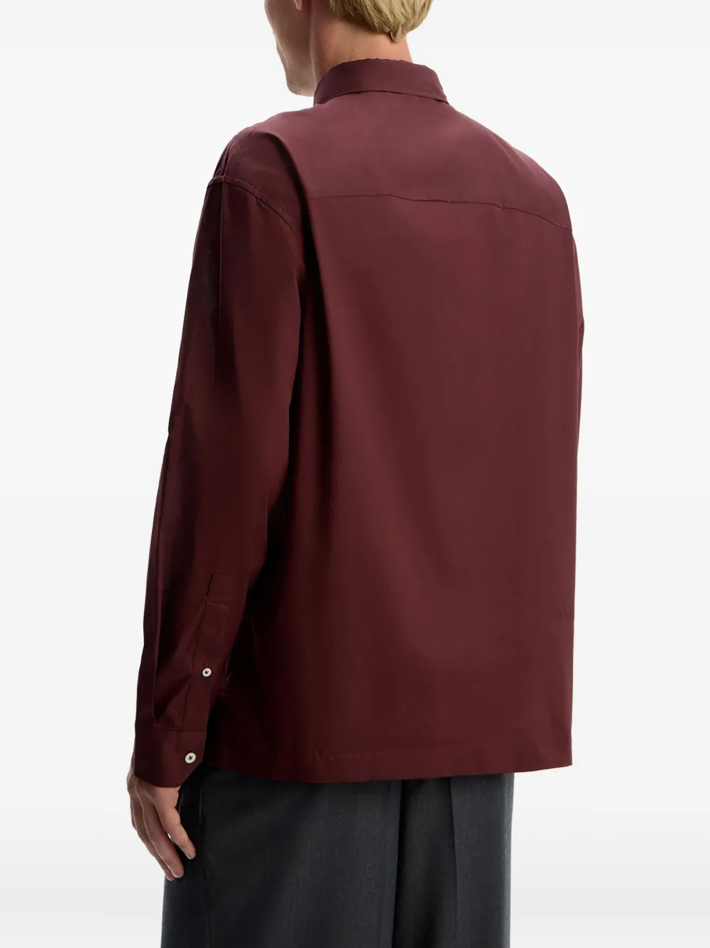 12 STOREEZ Katoenen voile overhemd met knopen Rood