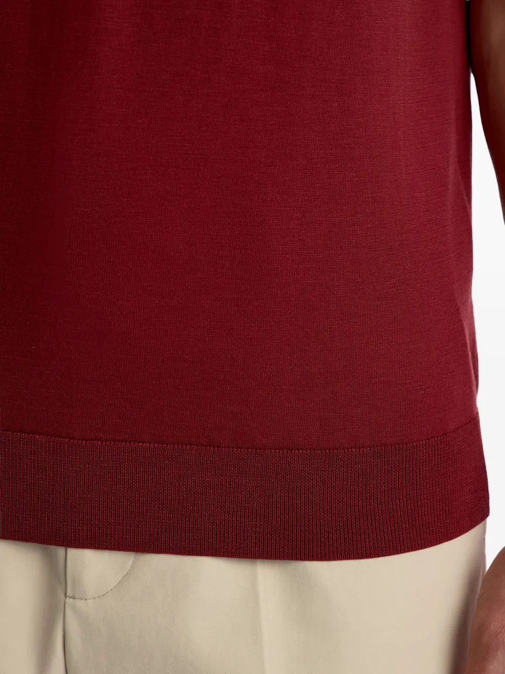 12 STOREEZ Poloshirt van zijde-katoenblend met rits Rood