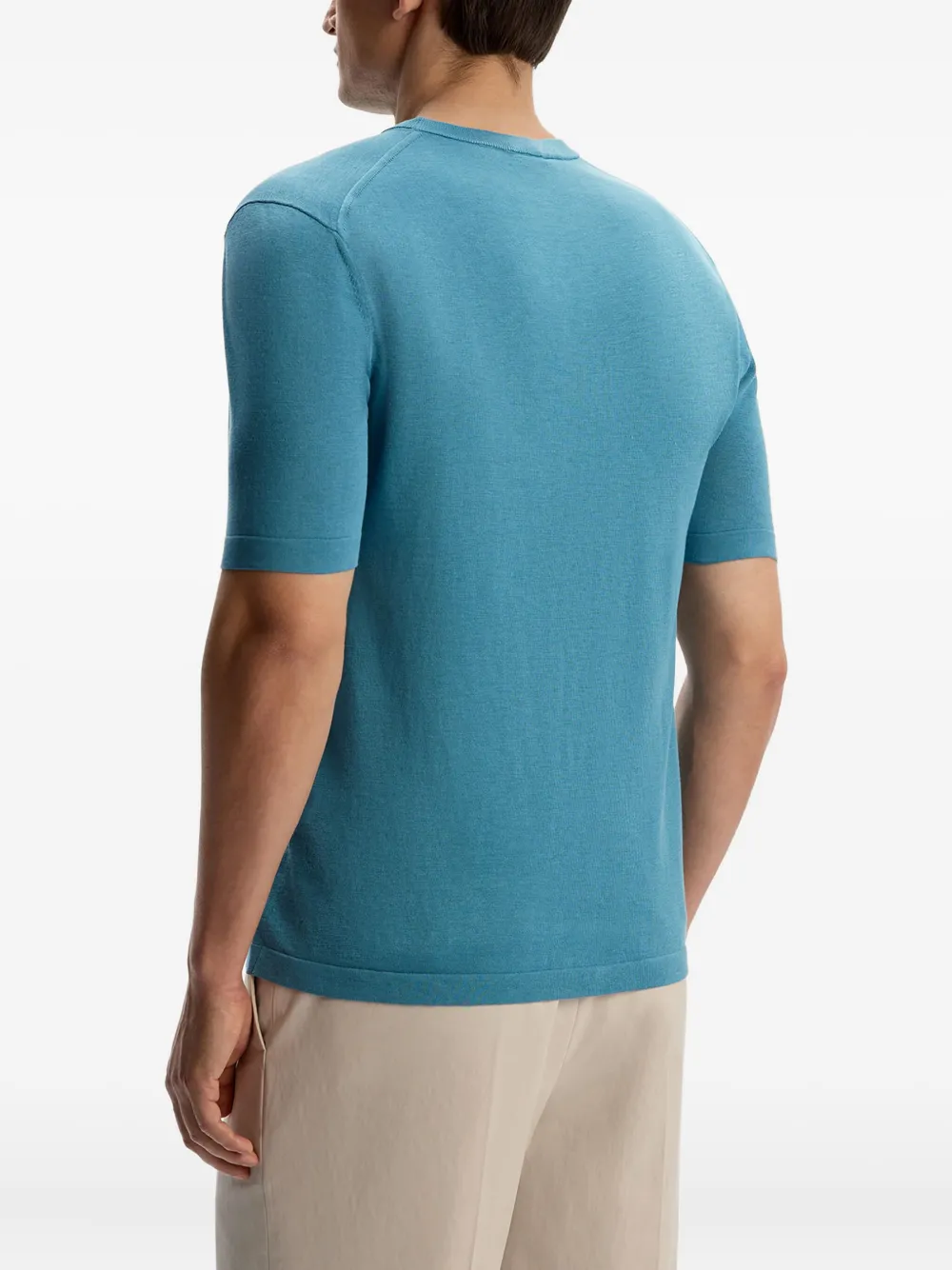 12 STOREEZ T-shirt van zijde-katoenblend Blauw