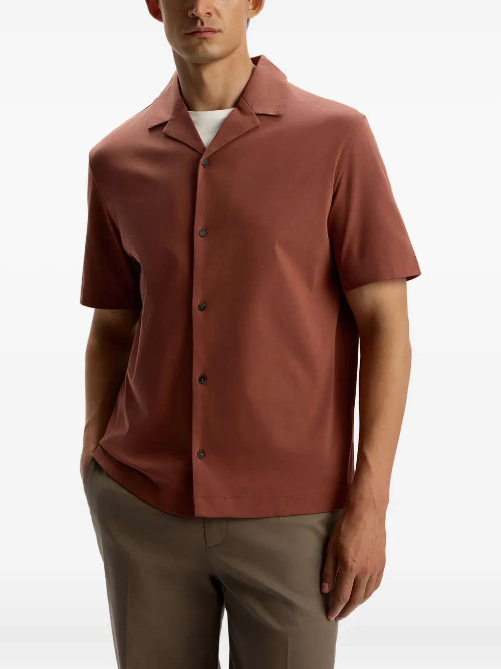 12 STOREEZ Katoenen overhemd met knopen Rood