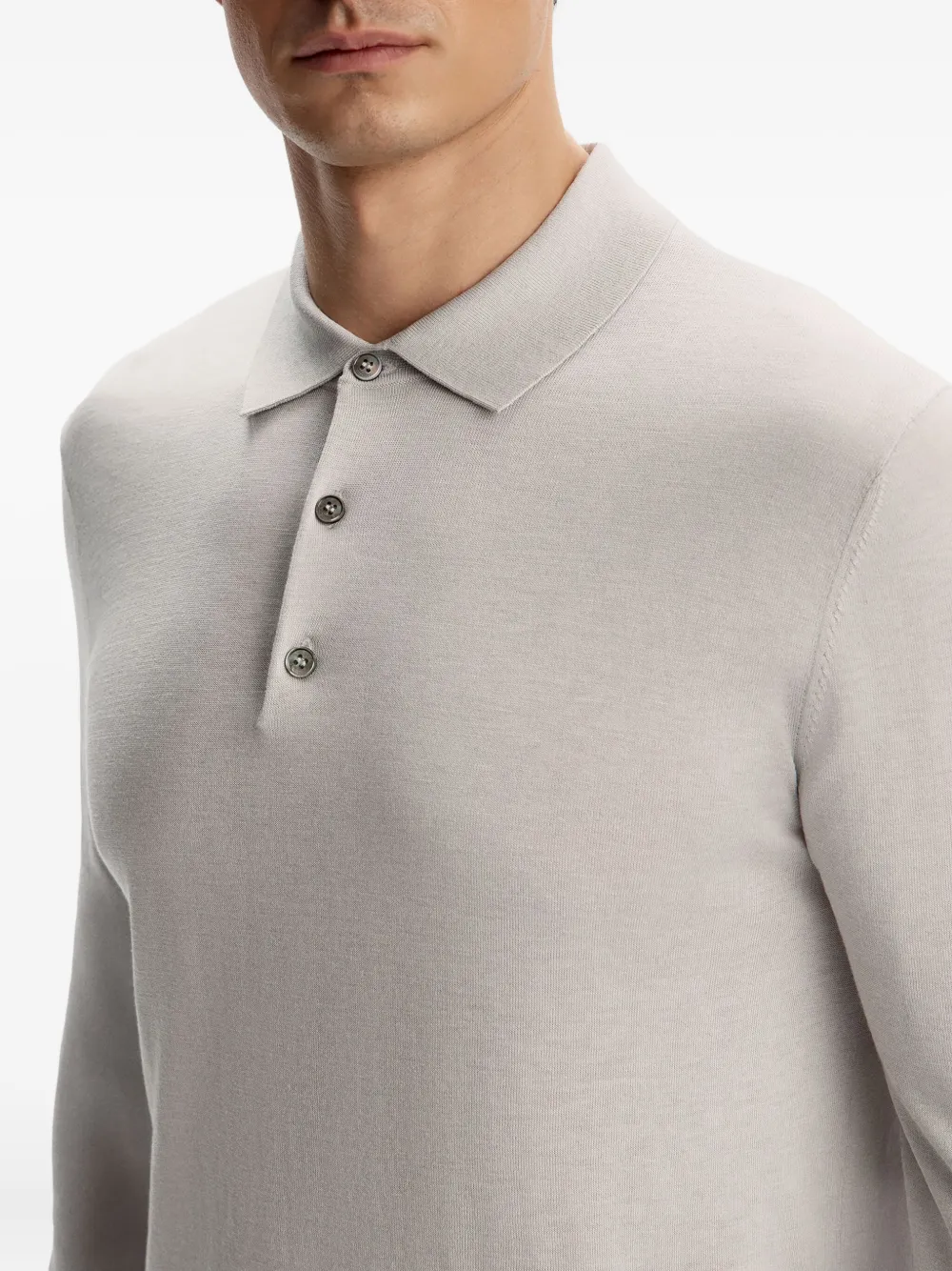 12 STOREEZ Poloshirt met knopen Grijs