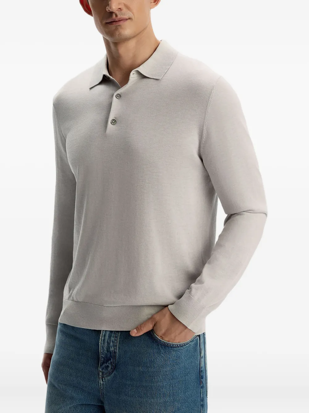 12 STOREEZ Poloshirt met knopen Grijs