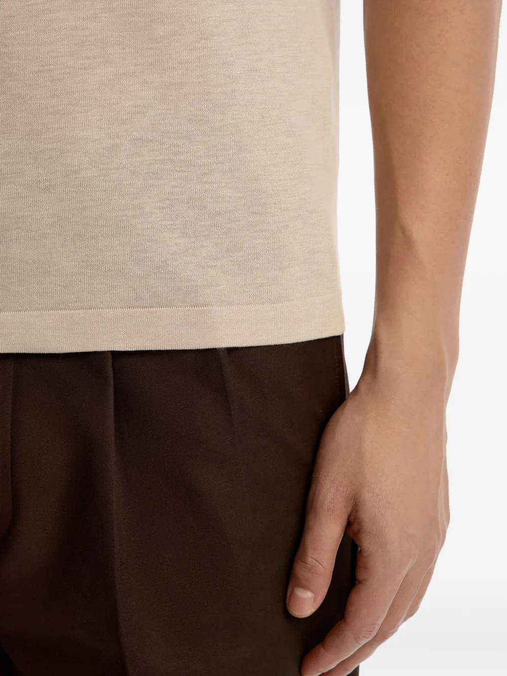 12 STOREEZ T-shirt van zijde-katoenblend Beige