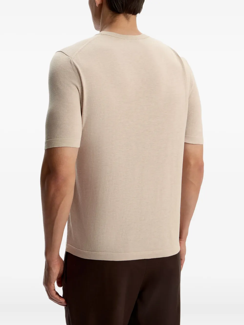 12 STOREEZ T-shirt van zijde-katoenblend Beige