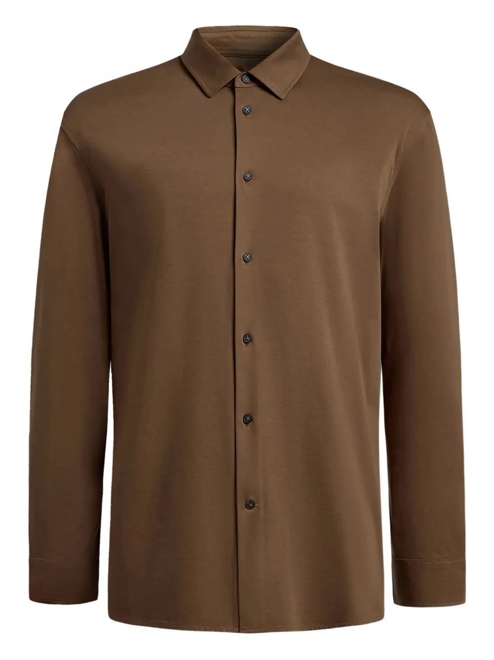 12 STOREEZ button pima cotton shirt | Brown | Image 1