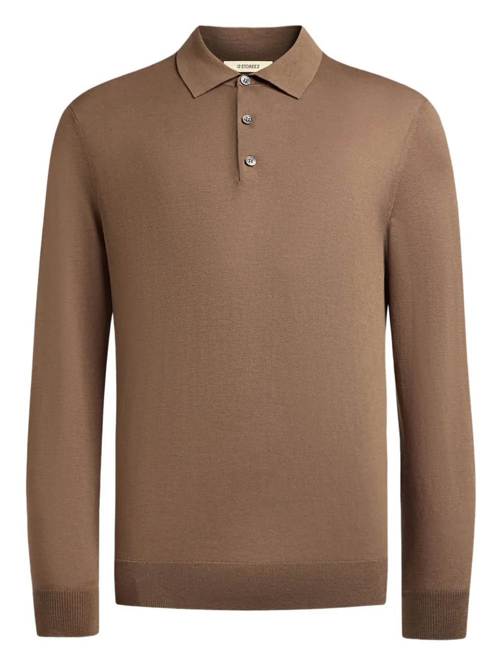 12 STOREEZ playera tipo polo manga larga | marrón | Image 1