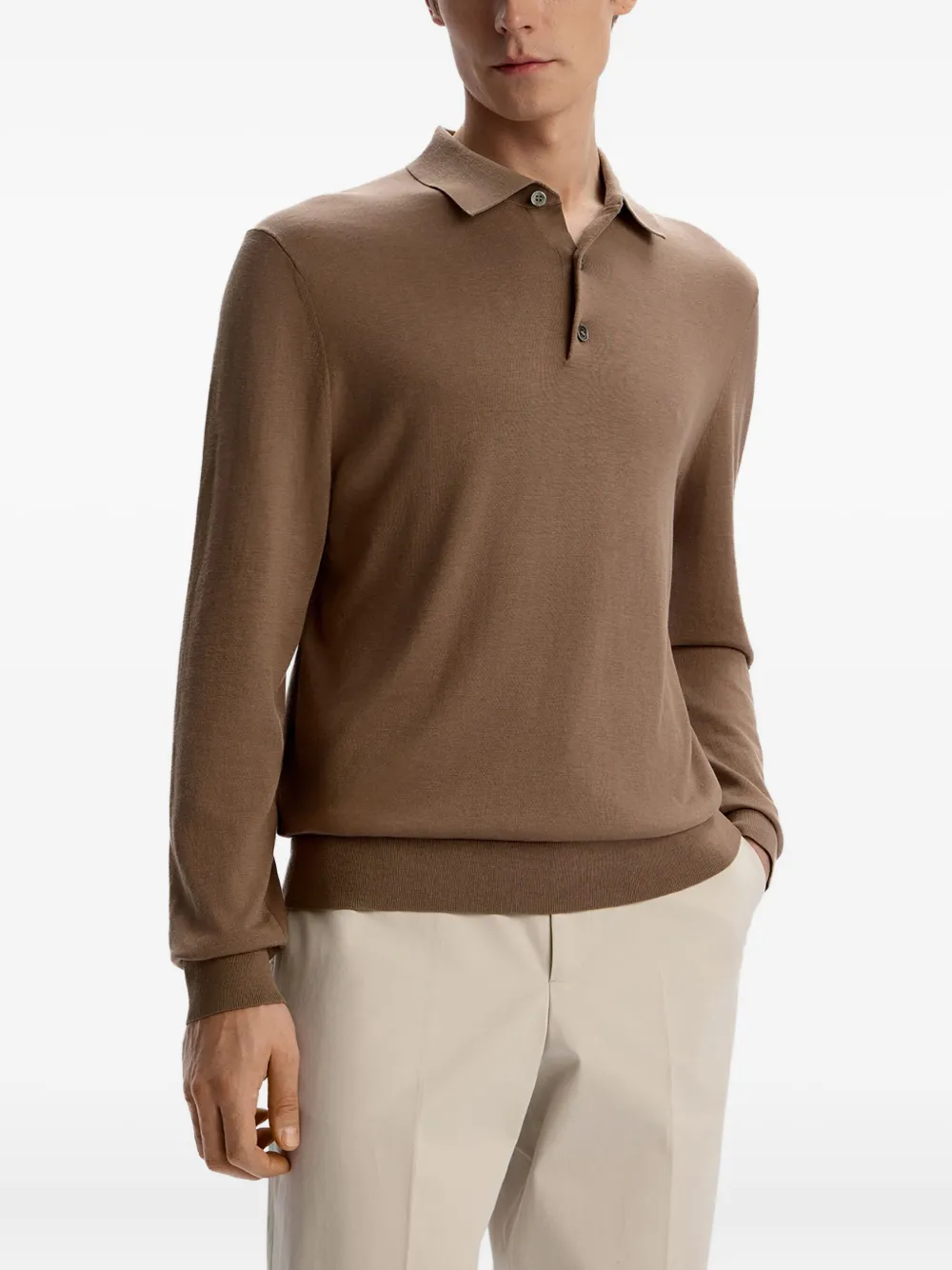 12 STOREEZ Poloshirt met lange mouwen Bruin