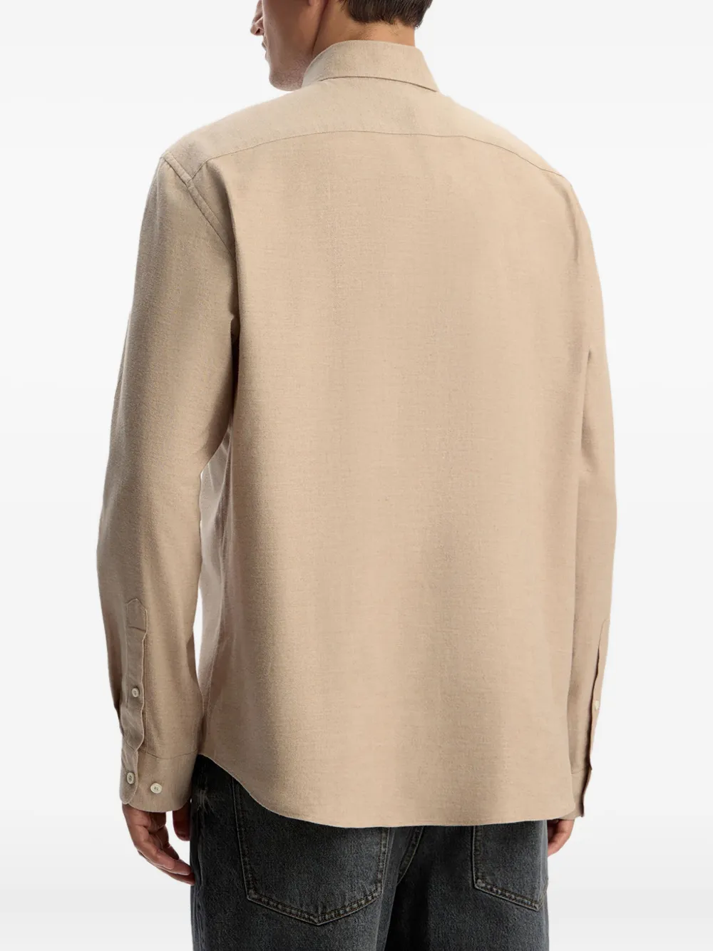 12 STOREEZ Katoenen flanellen overhemd Beige