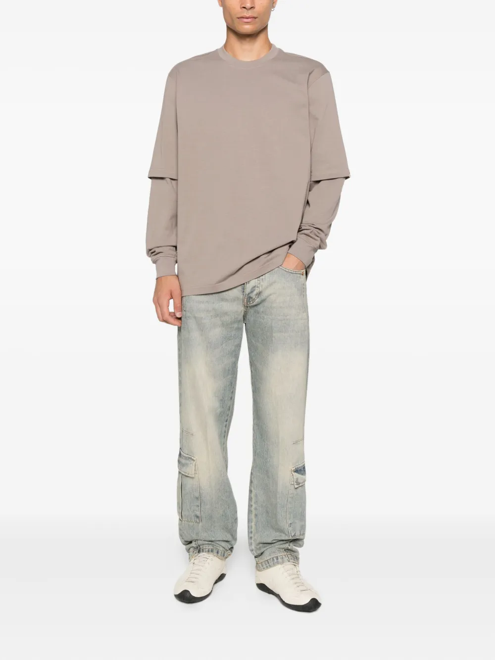 YES LONDON Cargo jeans met whisker-effect - Blauw