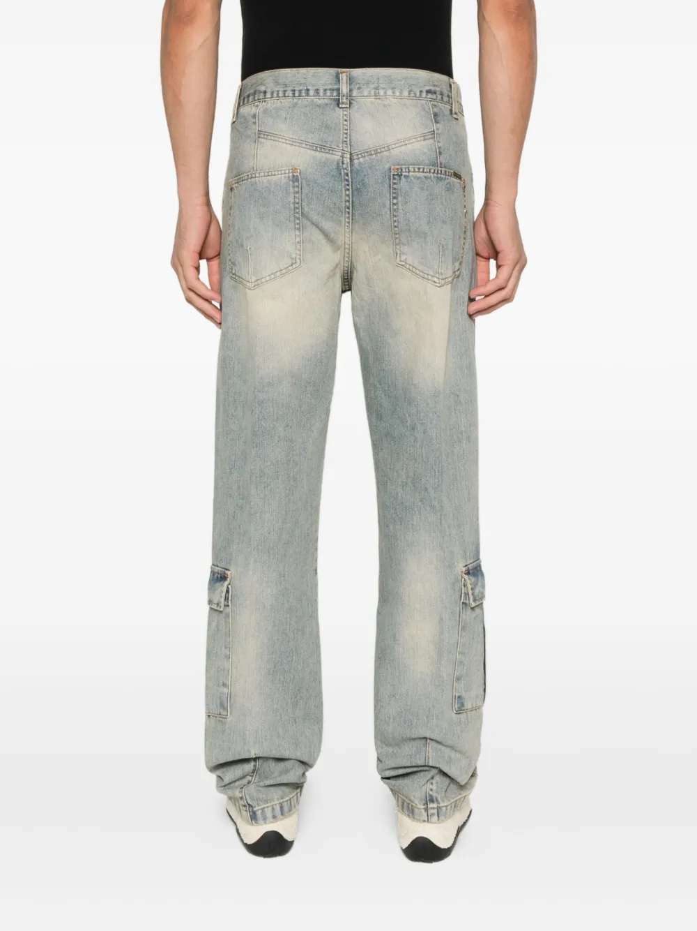 YES LONDON Cargo jeans met whisker-effect Blauw