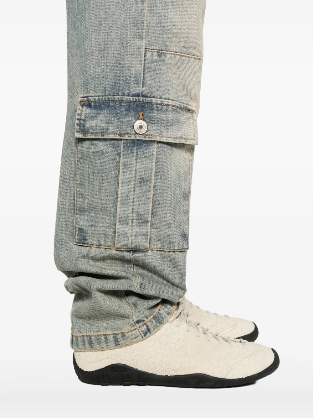 YES LONDON Cargo jeans met whisker-effect Blauw