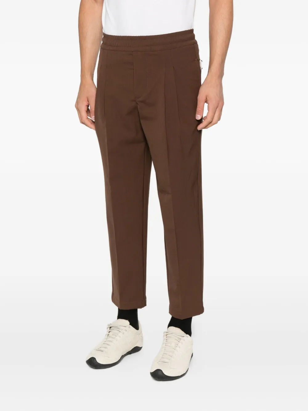 YES LONDON Plooibroek met elastische taille Bruin