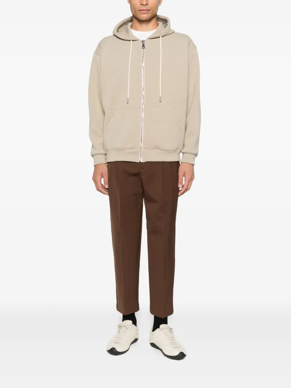 YES LONDON Plooibroek met elastische taille - Bruin