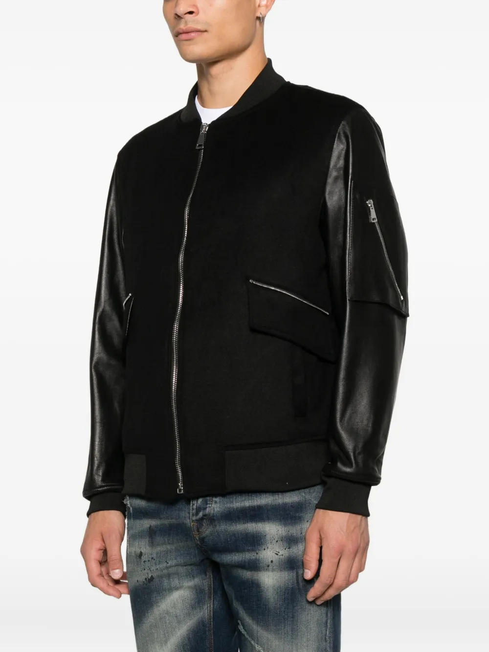  Yes London Panelled Zip-up Jacket - Black 