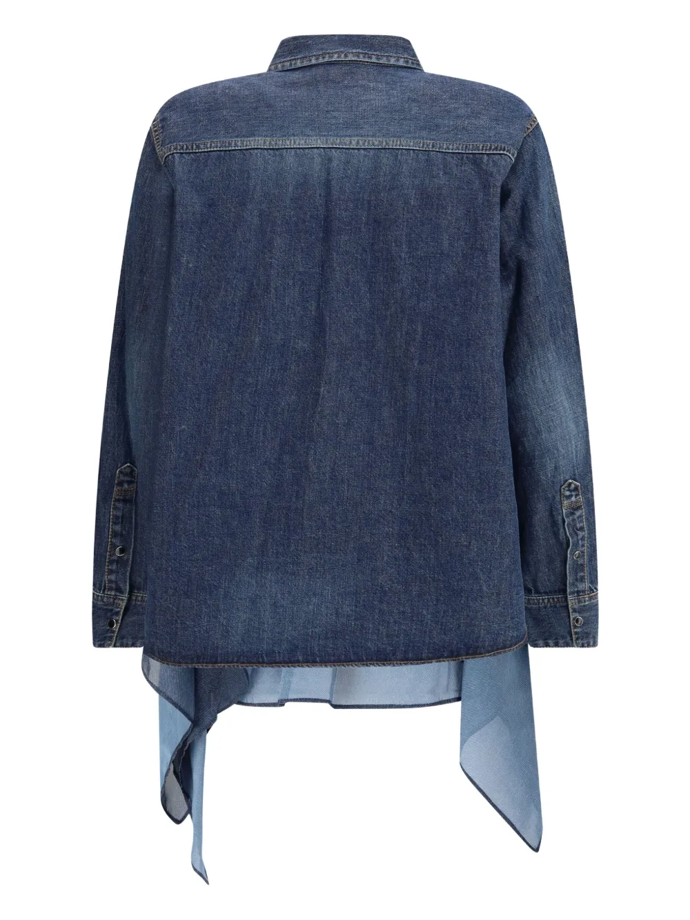 Sacai Denim And Satin Shirt In Blue