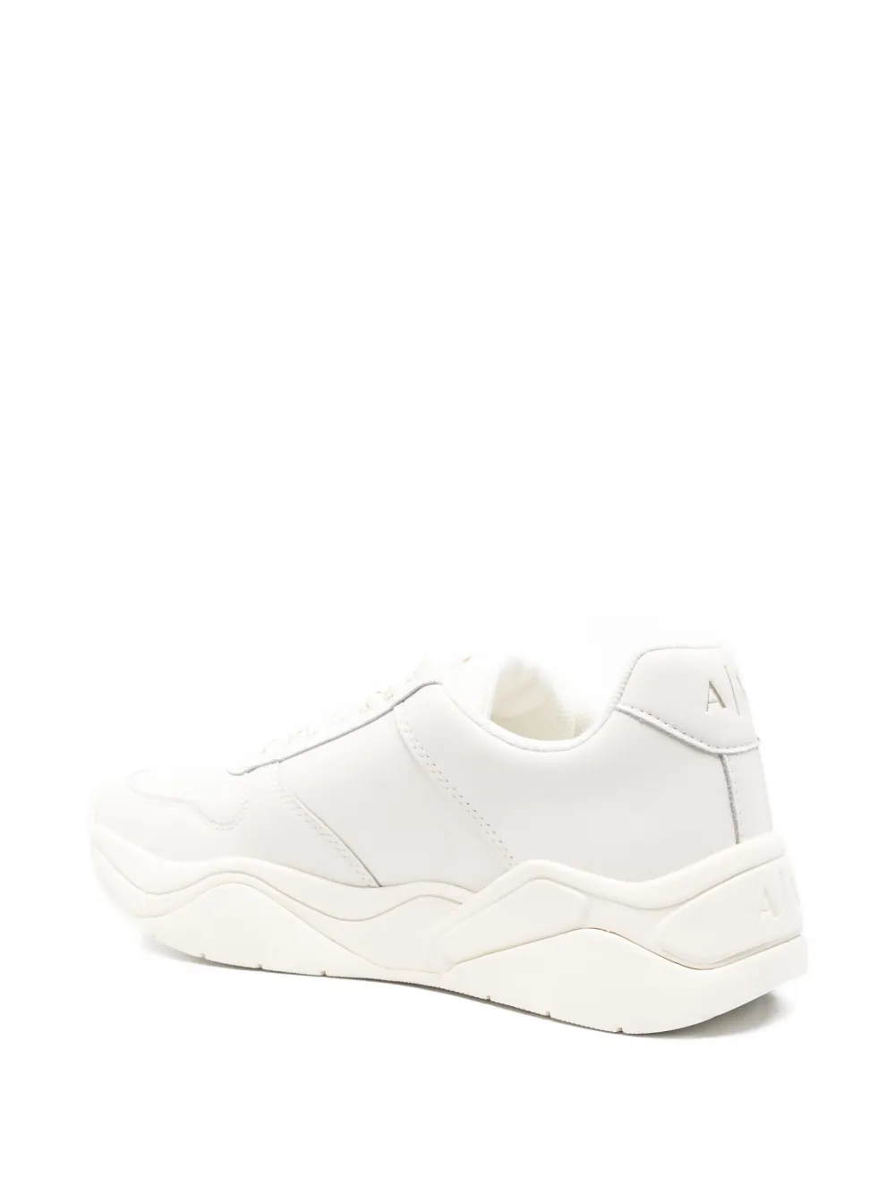 Armani Exchange Logo-charm Leather Sneakers In White