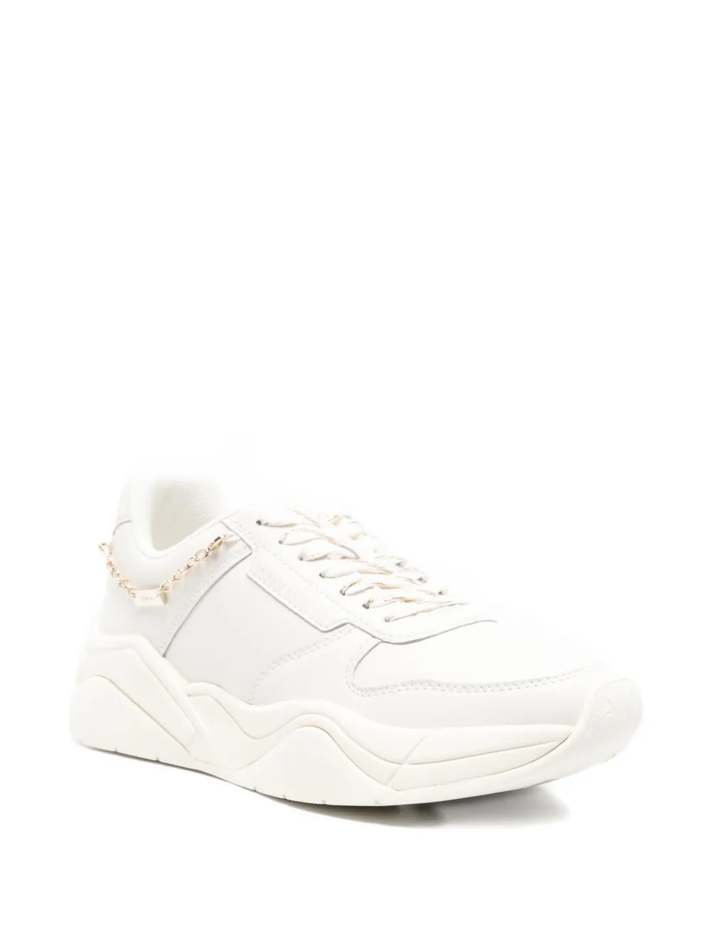 Armani Exchange Logo-charm Leather Sneakers In White