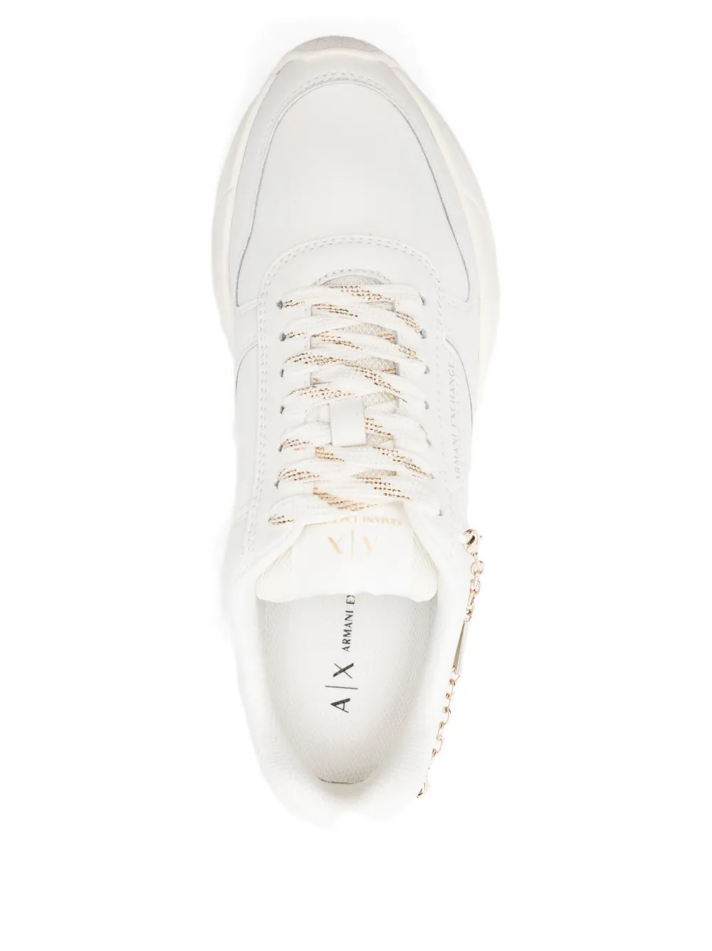 Armani Exchange Logo-charm Leather Sneakers In White