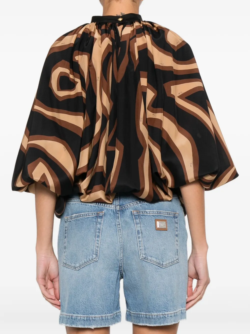 PUCCI Gesmockte top met abstract patroon Bruin