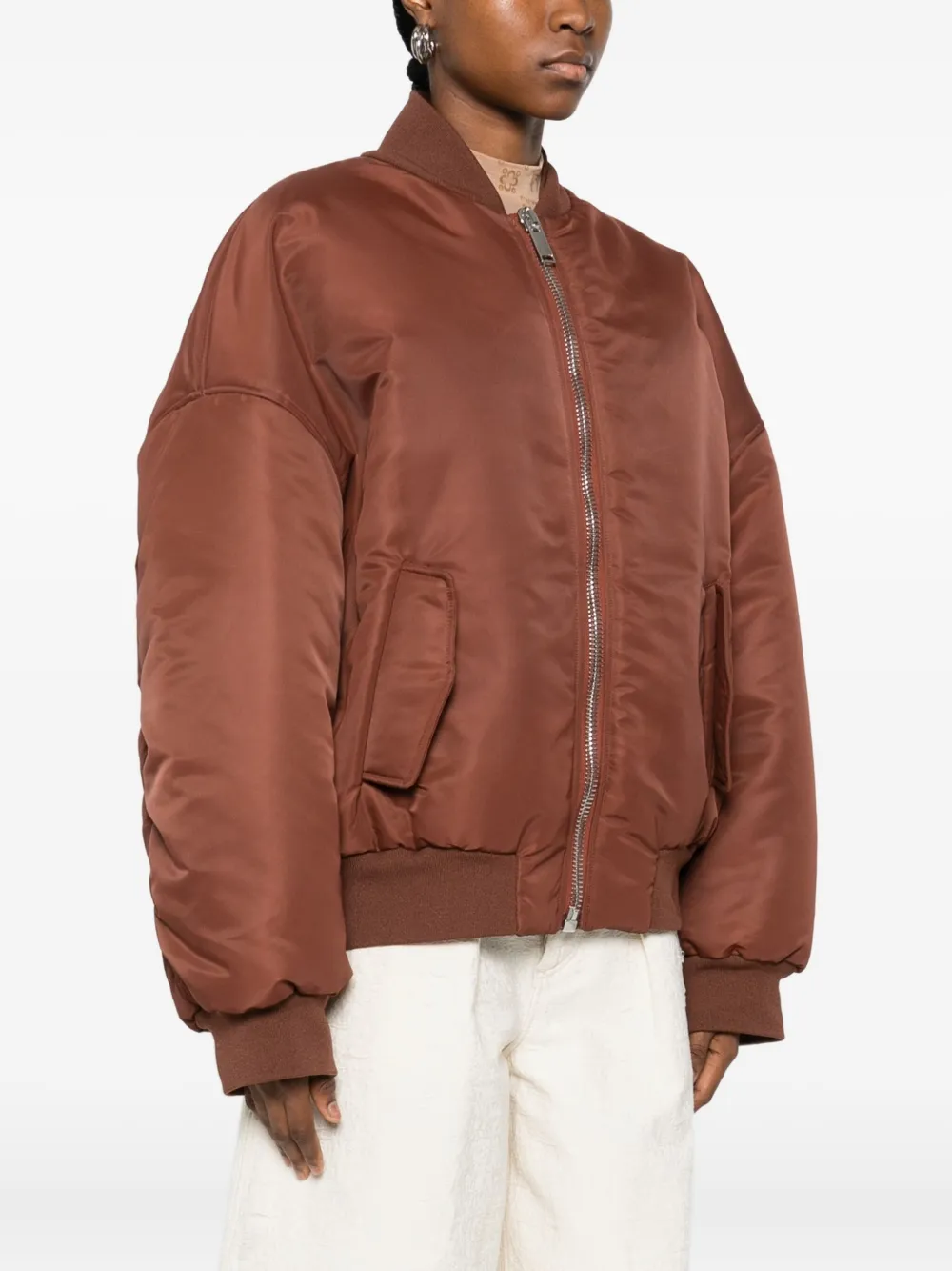 The M Zip-up Bomber Jacket In Brown