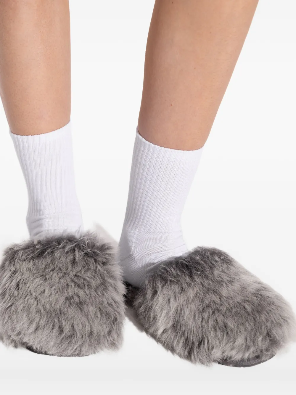 Ugg Fur-lined Slippers In Gray