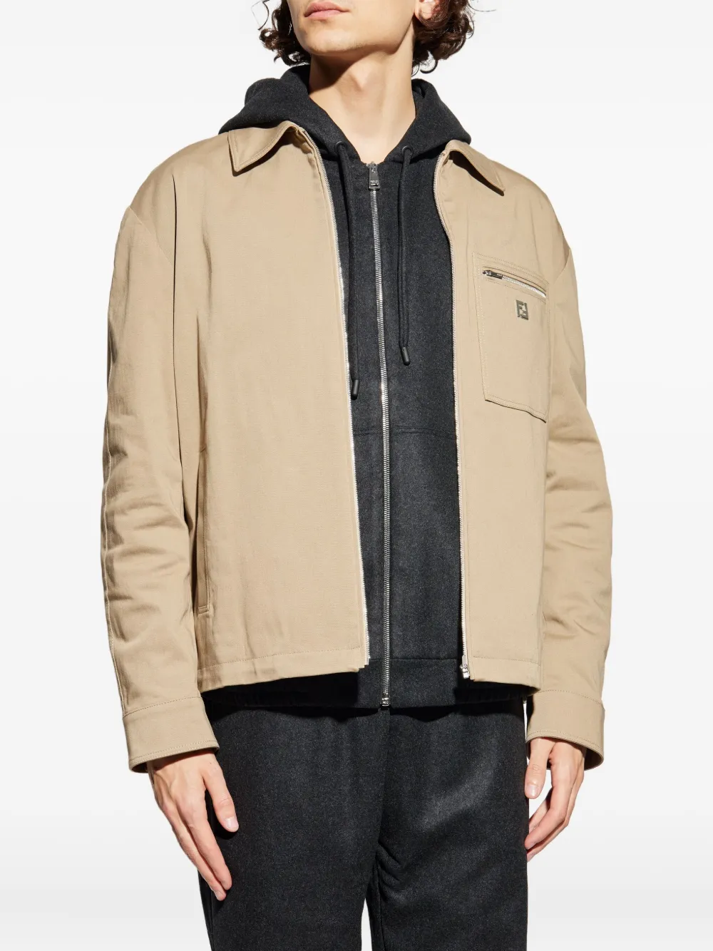  Fendi Zip-up Chest-pocket Jacket - Neutrals 