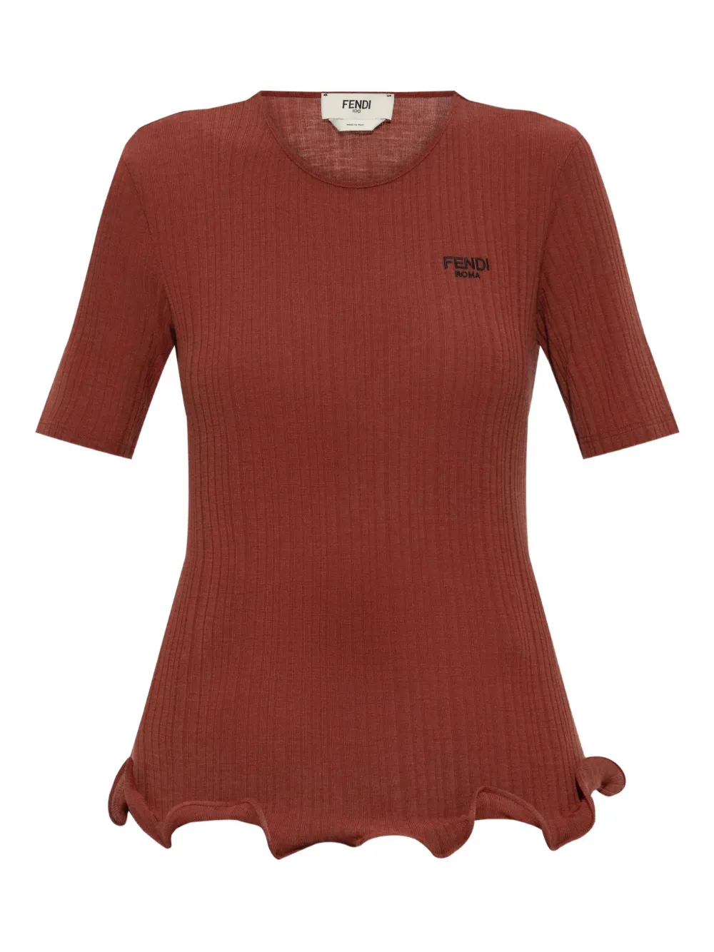 FENDI ruffled-hem top - Rosso