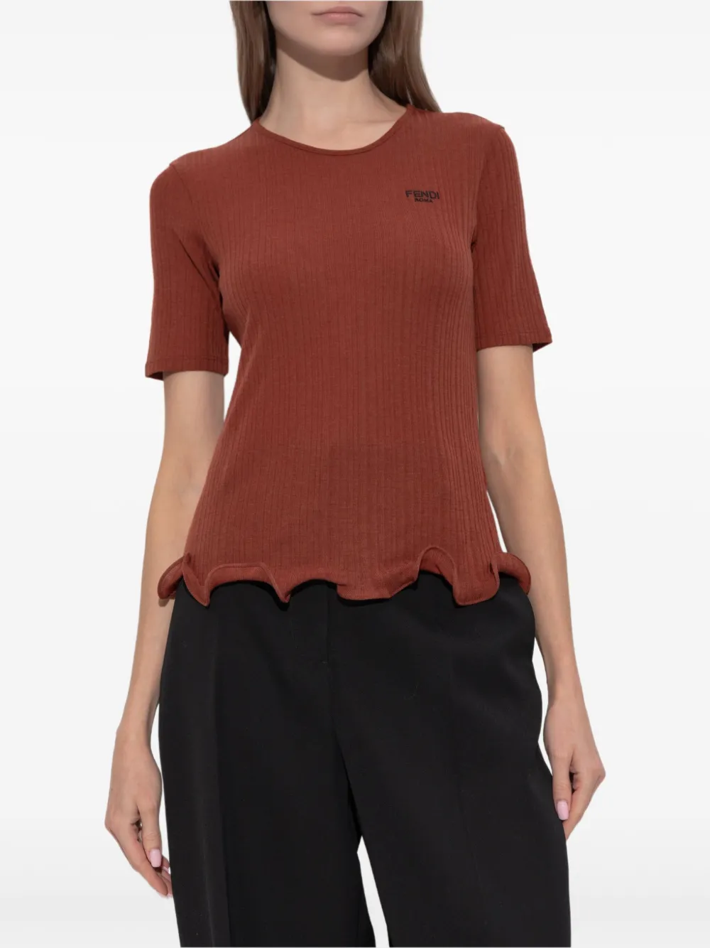 Fendi Ruffled-hem Top - Red 
