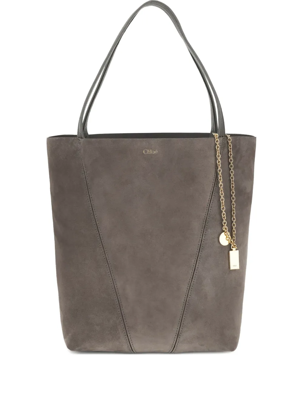 Chloé Women Suede Spin Tote Bag In Gray