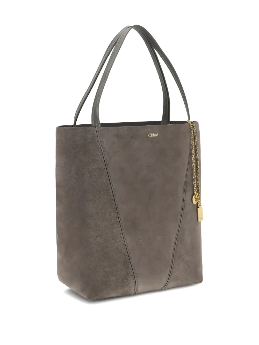 Chloé Women Suede Spin Tote Bag In Gray