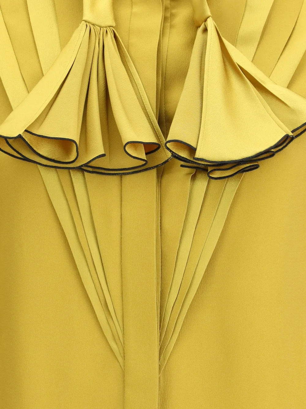 Valentino Silk Ruffle Pleated Blouse In Yellow