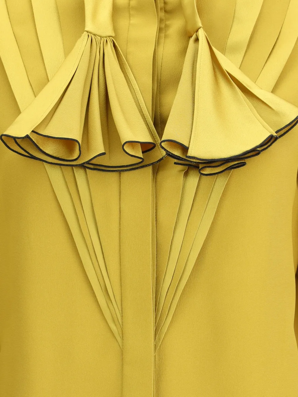 Valentino Silk Ruffle Pleated Blouse In Yellow