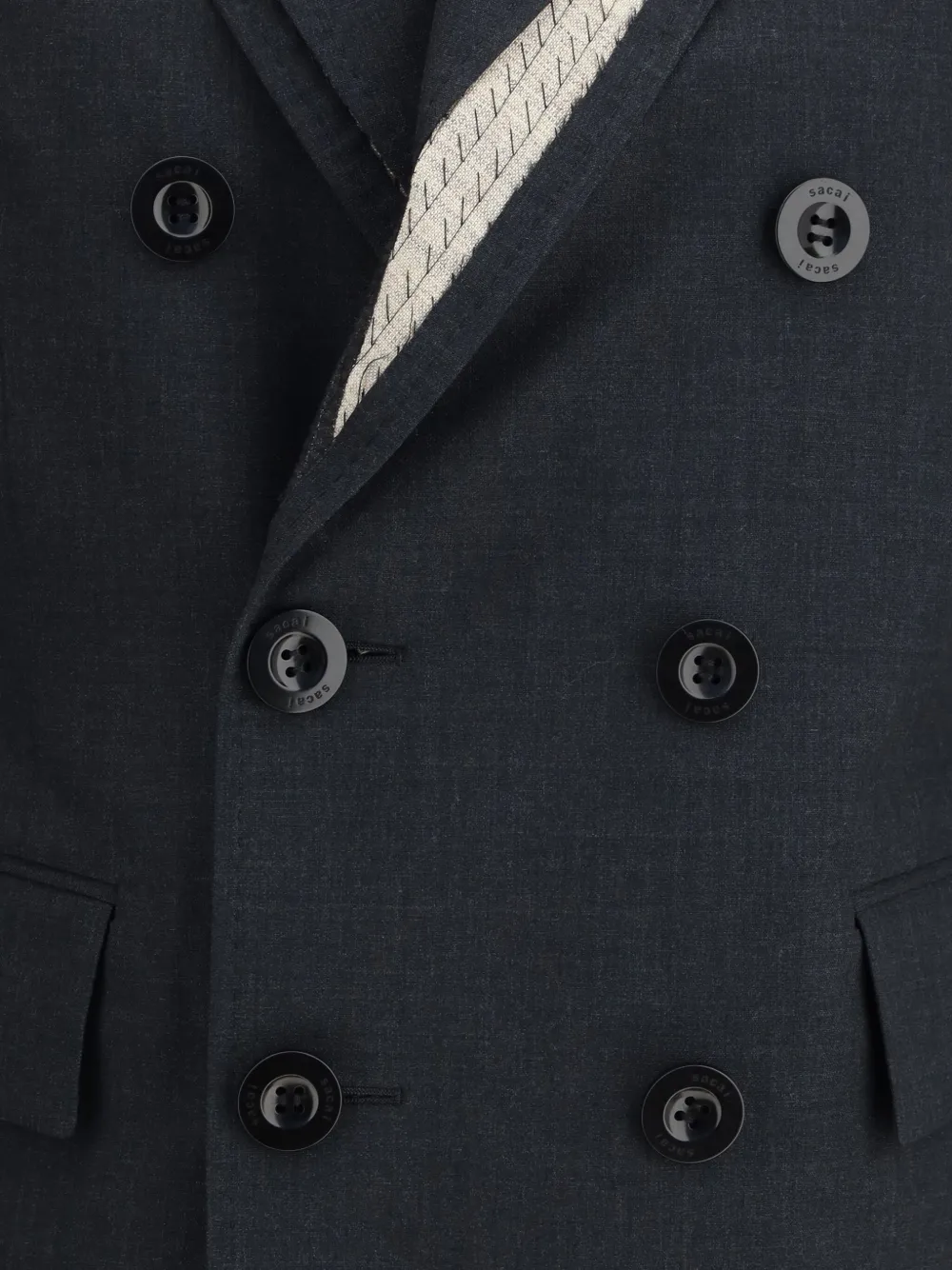 Sacai Double-breasted Blazer In Black
