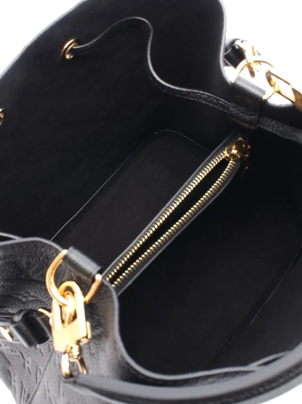 Pre-owned Louis Vuitton 2021-2025 Monogram Empreinte Neonoe Mm Bucket Bag In Black