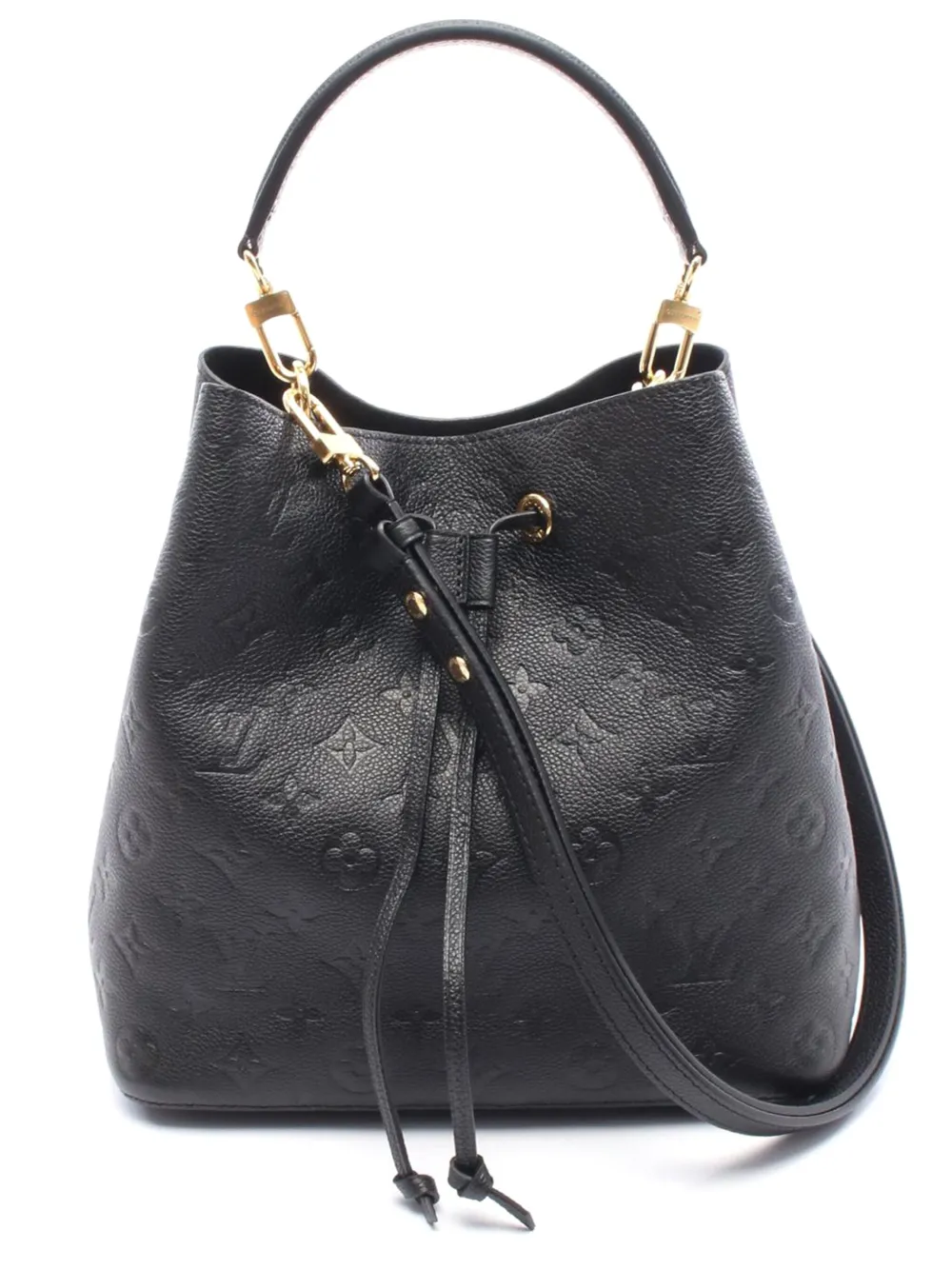 Pre-owned Louis Vuitton 2021-2025 Monogram Empreinte Neonoe Mm Bucket Bag In Black