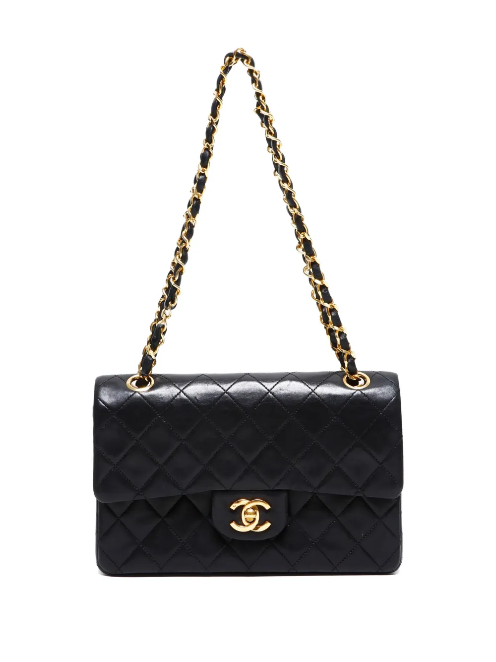 Pre-owned Chanel 1986-1988 Double-flap Shoulder Bag In Black