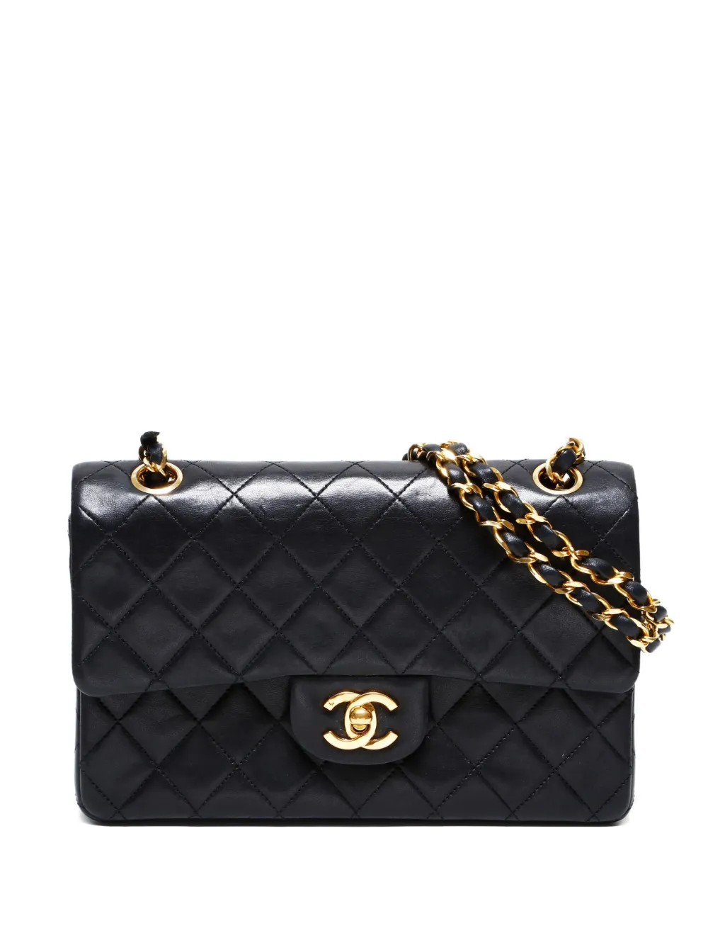 Pre-owned Chanel 1986-1988 Double-flap Shoulder Bag In Black